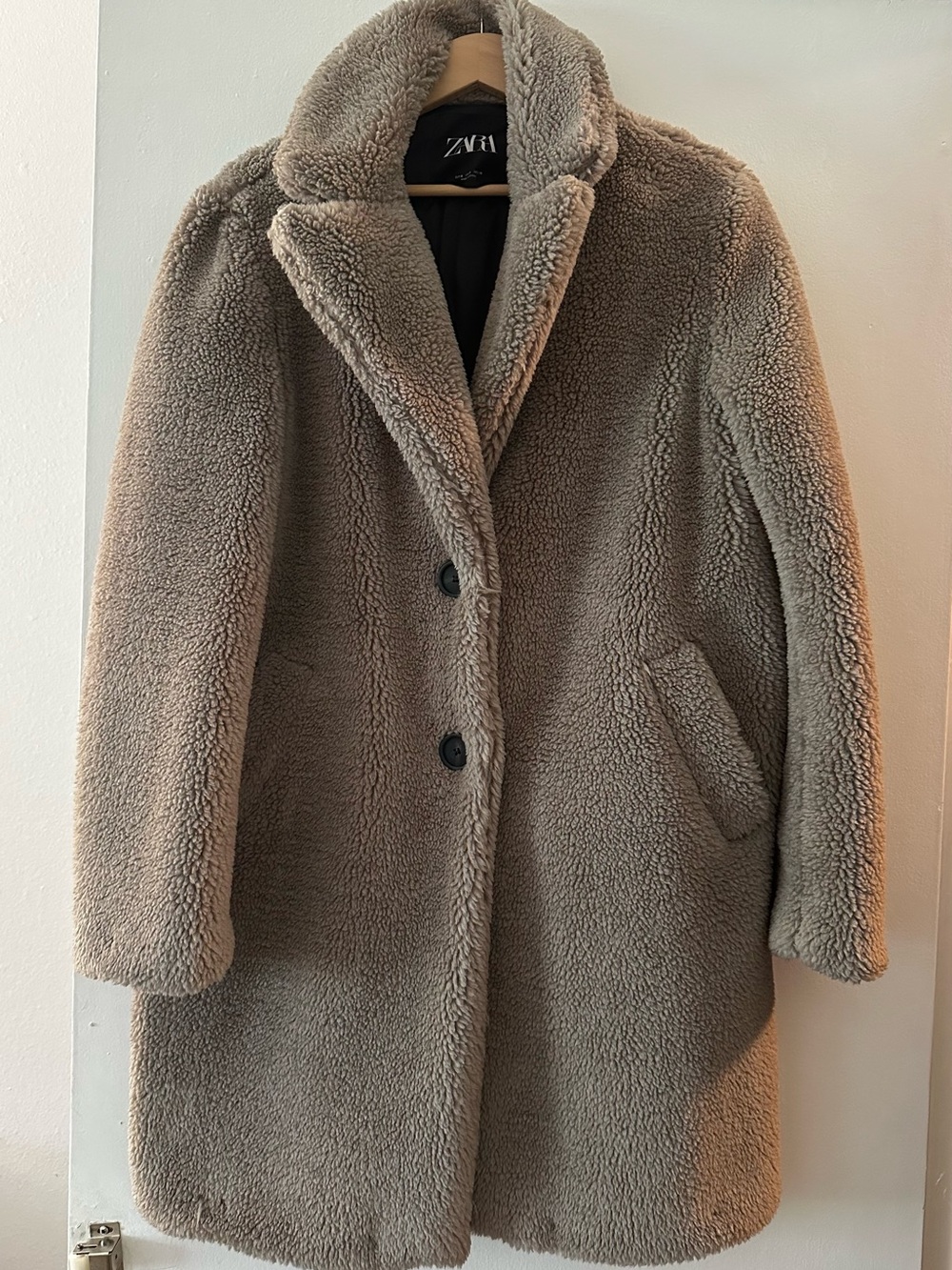 Zara Taupe Faux-Shearling Coat